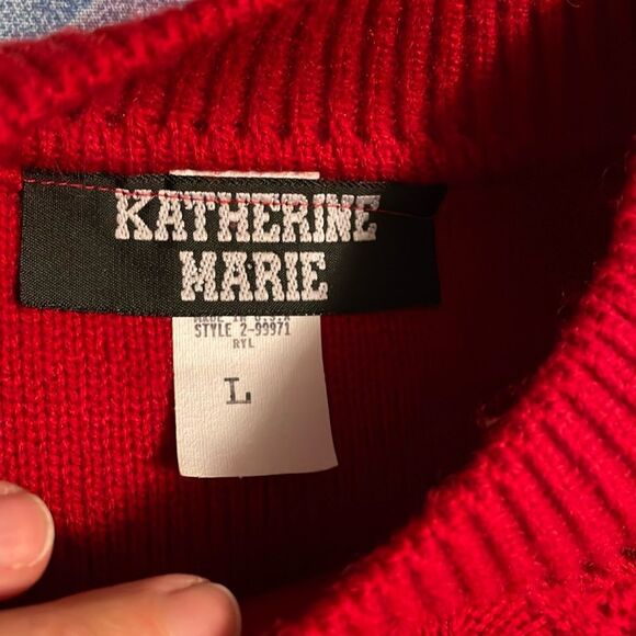 Katherine Marie Sweater Vintage Tassel Fringe Cable Knit Acrylic Red Size Large - Picture 8 of 10